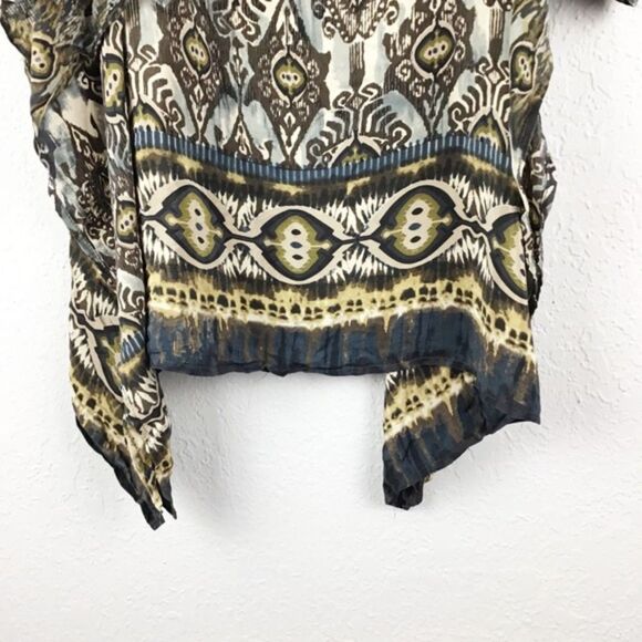 SW3 Bespoke Cold Shoulder Silk Printed Blouse Small - Picture 3 of 6